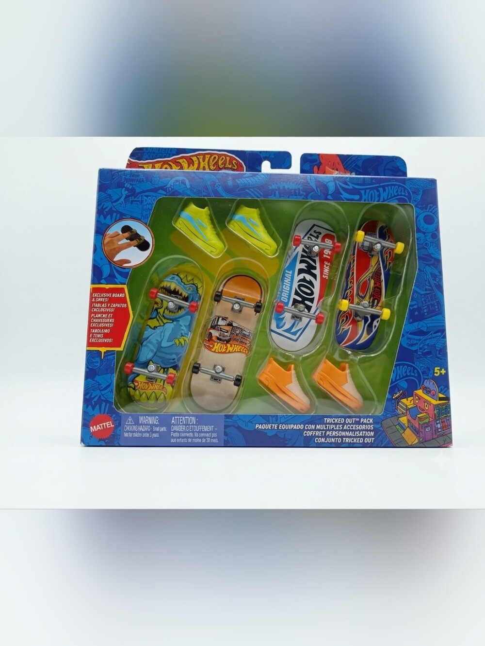 Hot Wheels Fingerboard Skateboard Set - Yellow, Blue, Orange